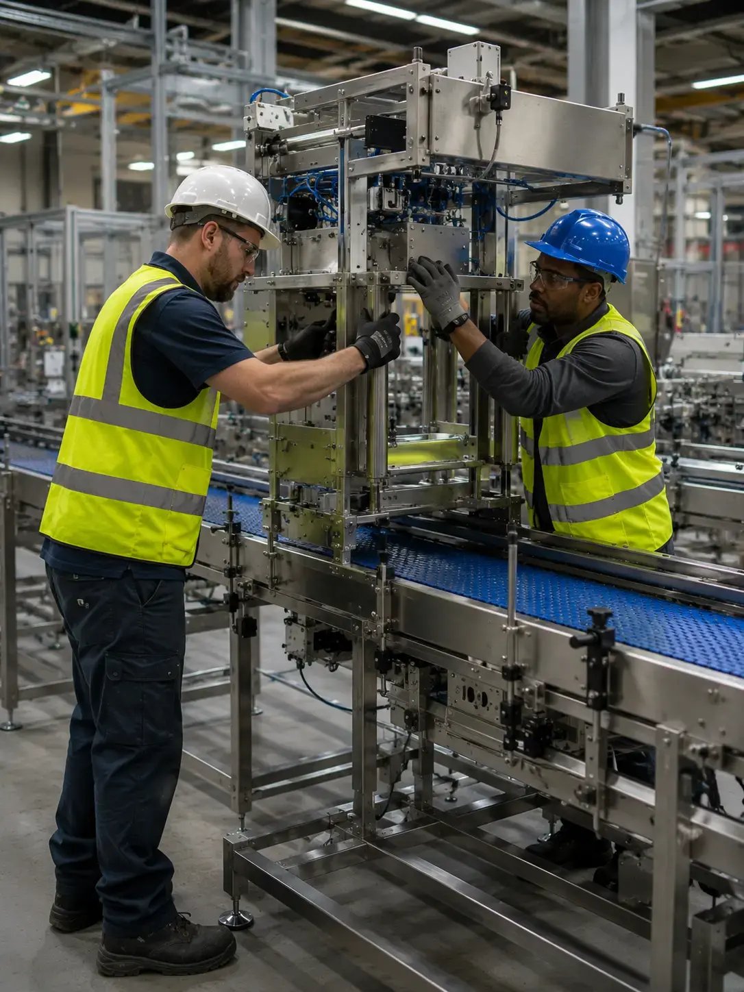Machine being built in a factory
